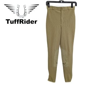 TuffRider Riding Pants - Ribbed Beige Stretch Breeches - Size 16 Girls